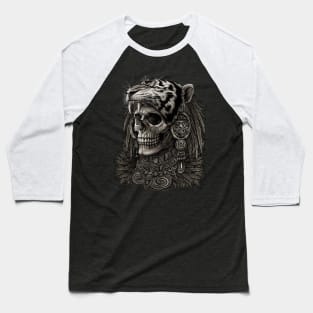 Aztec skull Warrior Tiger Headdress Baseball T-Shirt